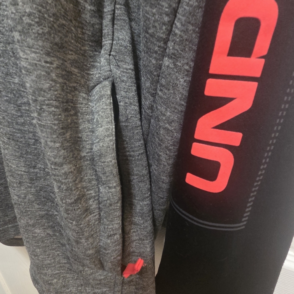 Under Armour Black and Gray Hoodie with Tangarine Accents - Picture 4 of 7